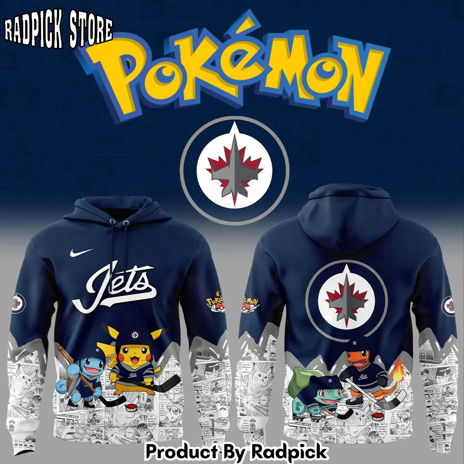 Winnipeg jets x pokmon new 3d hoodie rp29111